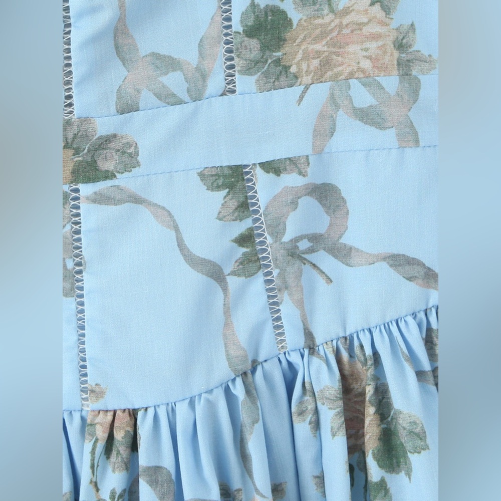 NWT Romantic Floral Midi Dress with Bustier Top & Ruffle Hem Size S-L summer - Picture 10 of 12